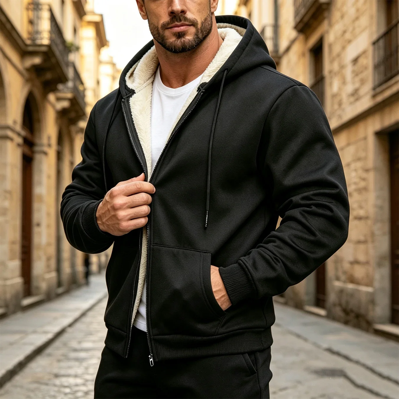 Sherpa Hoodie Fleece - Chaqueta con capucha de forro polar