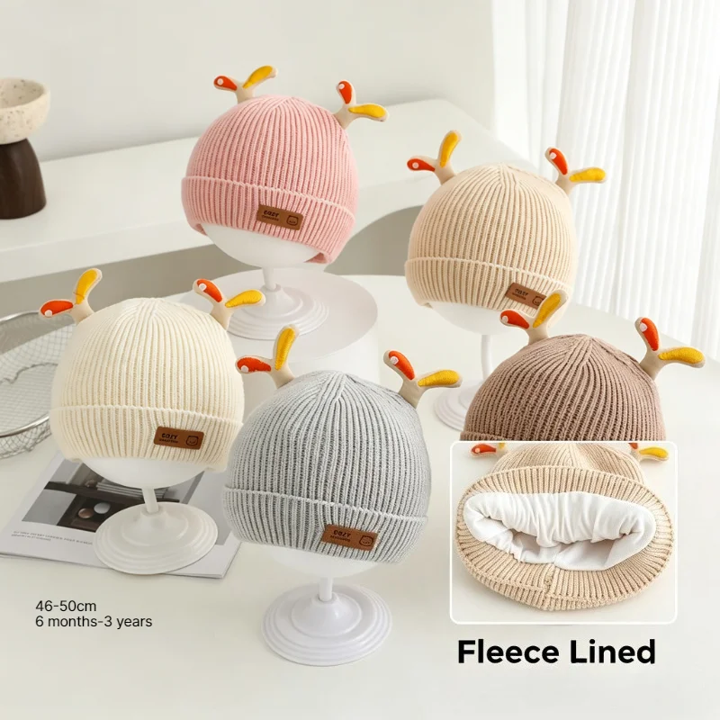 Knit Beanie Hat Warm - Gorro para niños, talla 46-50 cm,