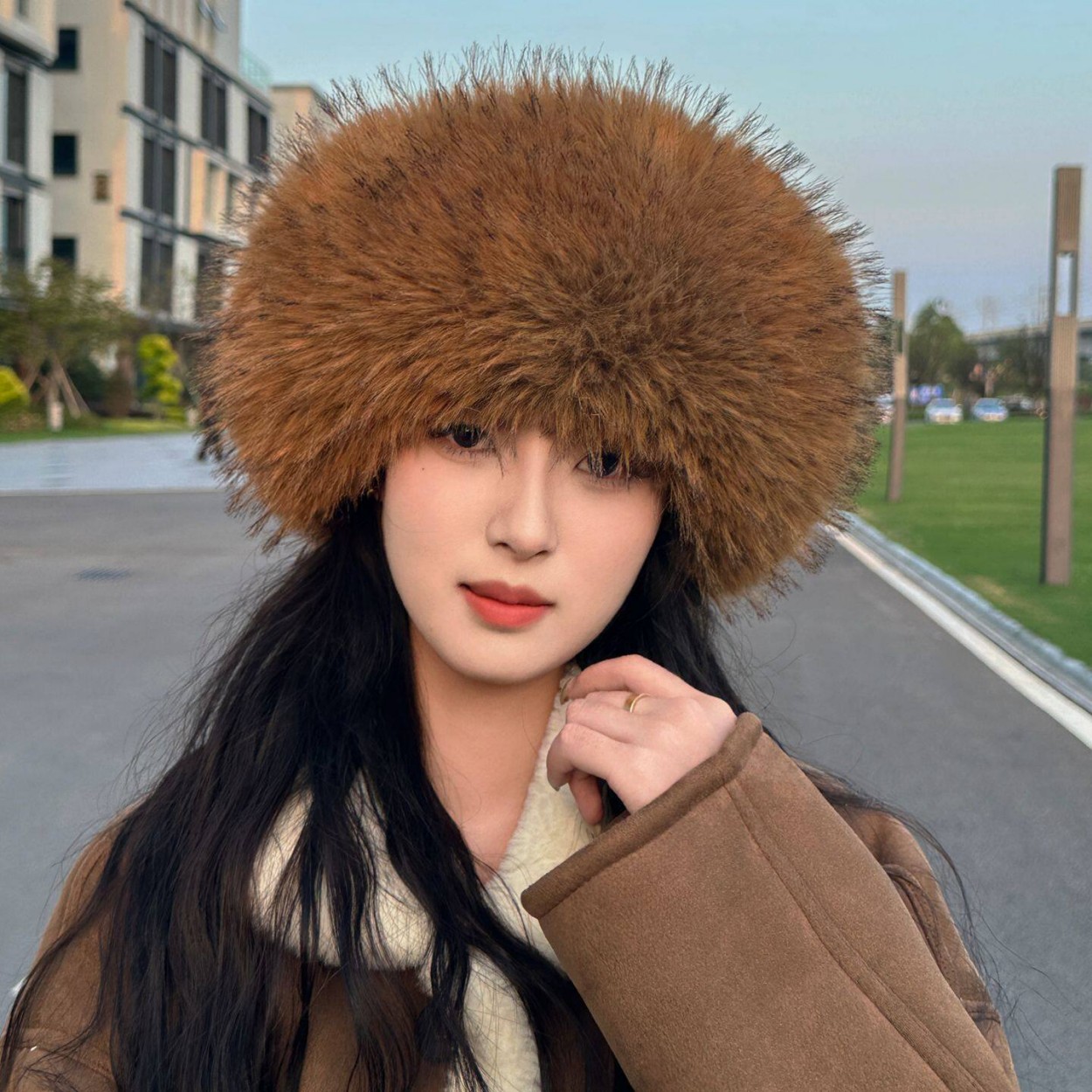 Knit Beanie Hat Warm - Gorro circular de felpa suave de