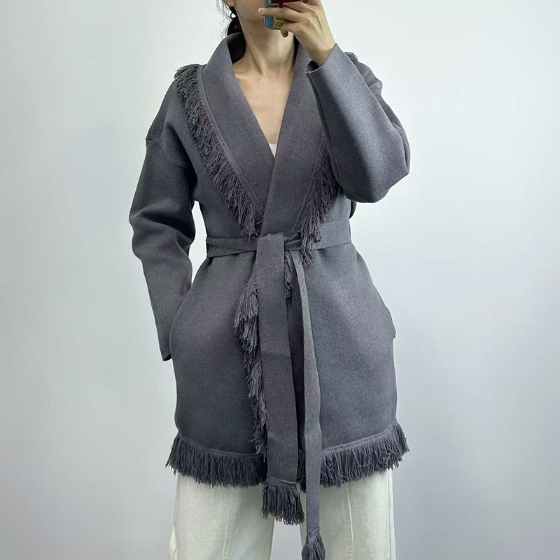 Wool Coat Peacoat - Cárdigan largo de punto de lana