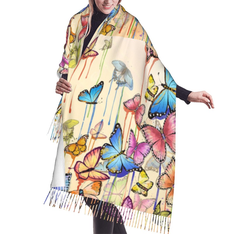 Cashmere Pashmina Wrap - Bufanda de Cachemira Retro con Estampado