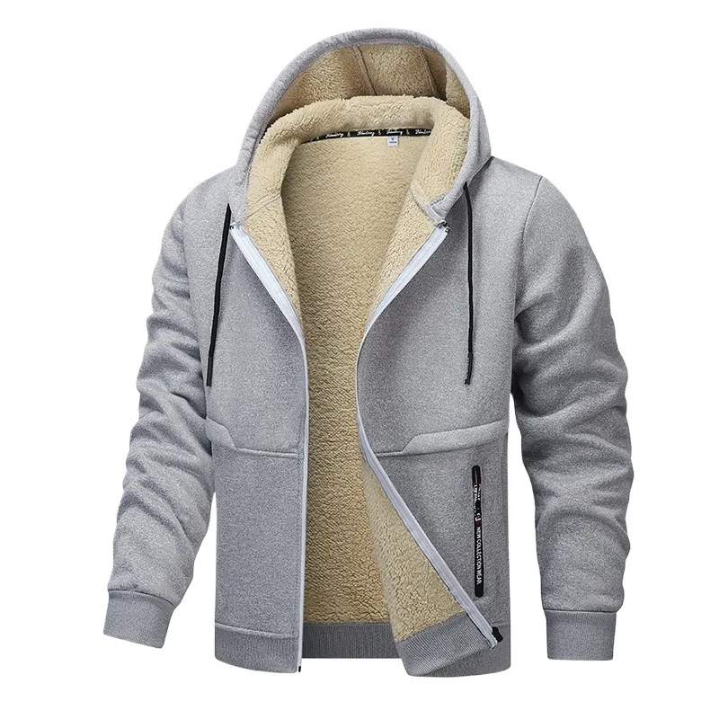 Sherpa Hoodie Fleece - Sudadera con capucha informal para hombre,