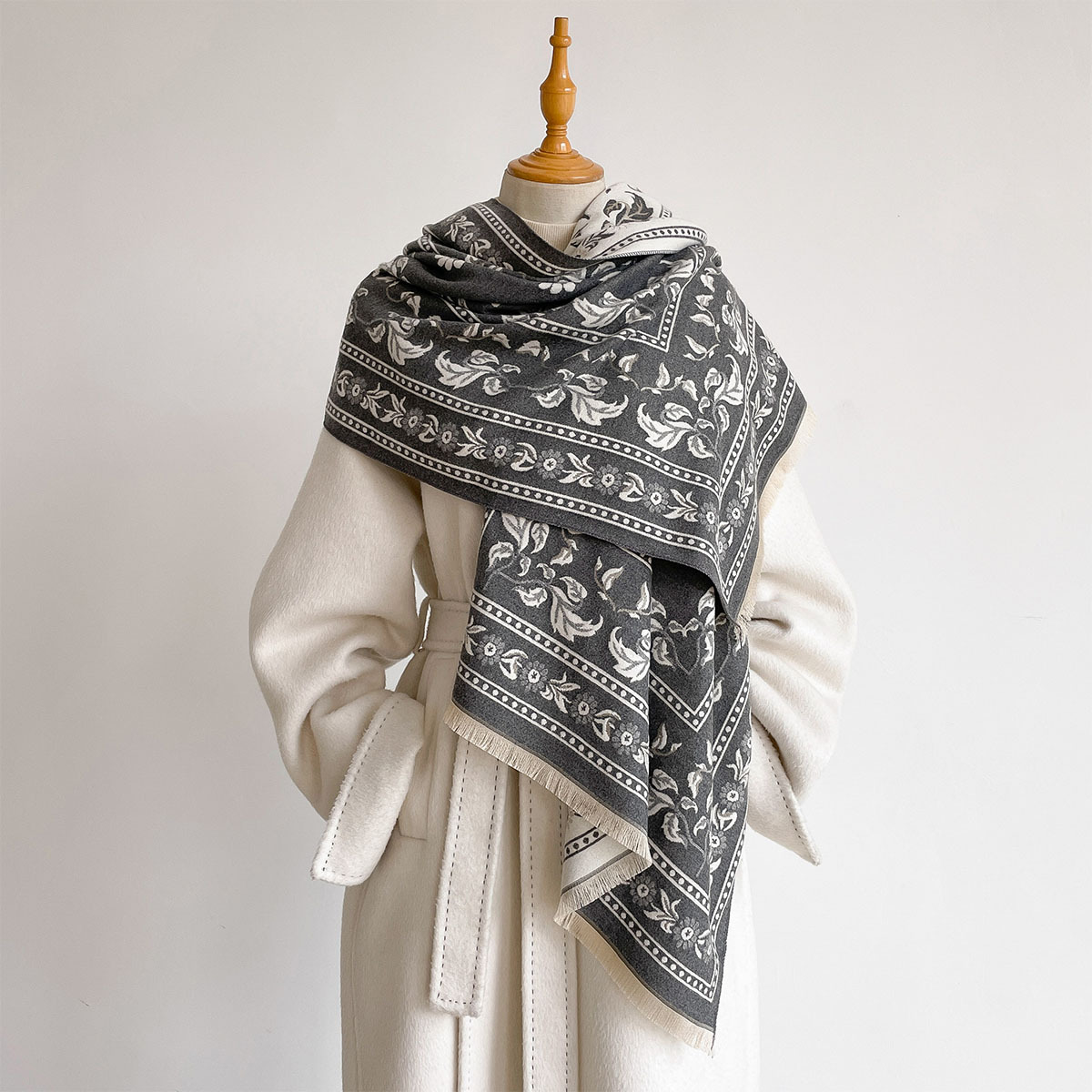 Wool Scarf Men - Bufanda de doble cara de imitación