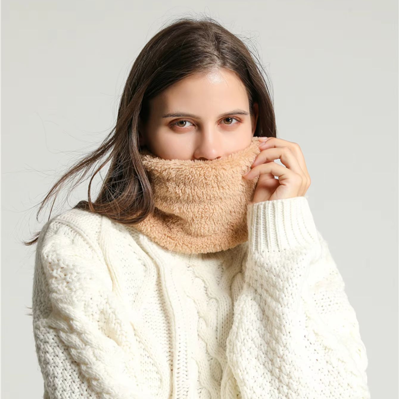 Neck Gaiter Fleece - Calentador de cuello de felpa coralina,