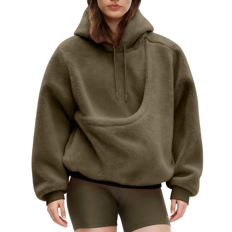 Sudadera con capucha de color  - Sherpa Hoodie Fleece reseña y precio