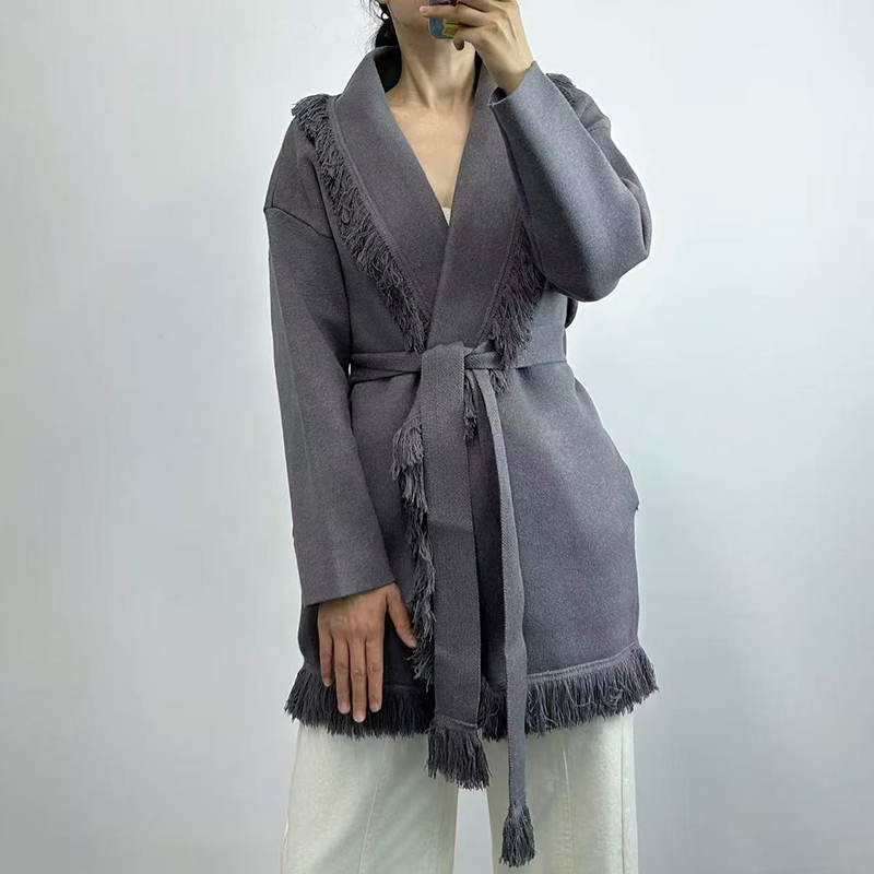 Cárdigan largo de punto de lan - Wool Coat Peacoat reseña y precio