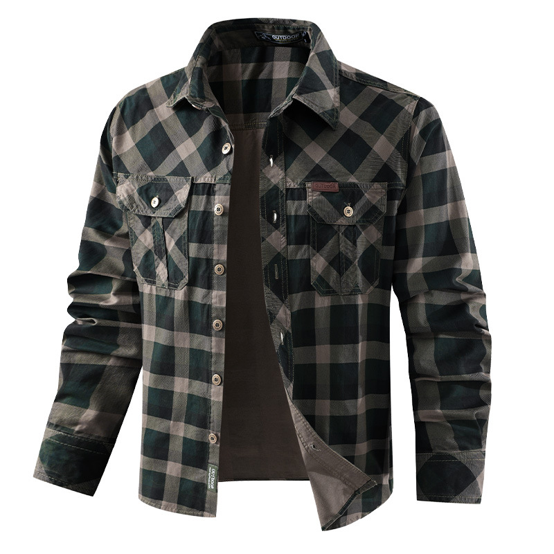 Ropa de trabajo Retro para hom - Flannel Shirt Lined reseña y precio