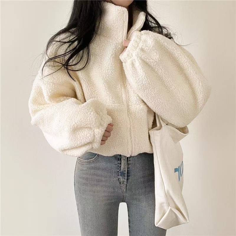 Chaqueta con capucha corta y c - Sherpa Hoodie Fleece reseña y precio